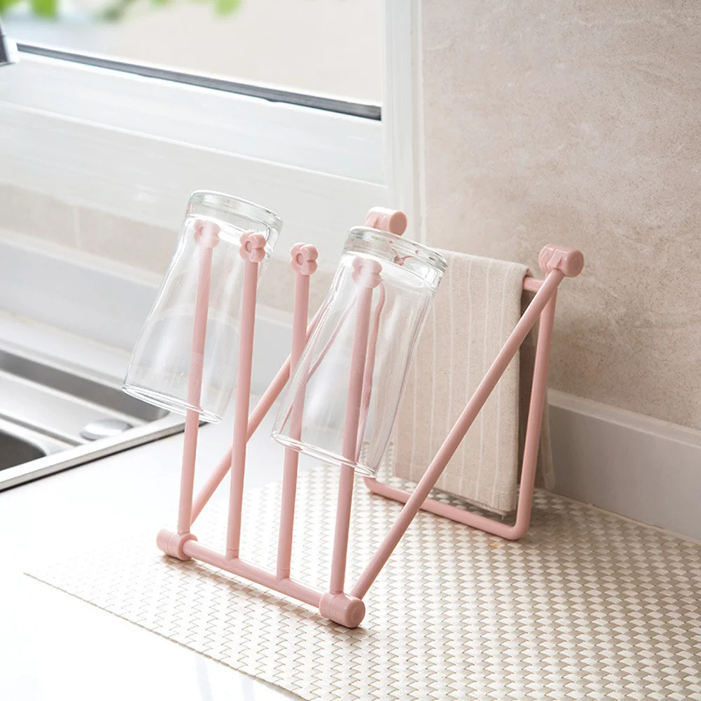 

3Pcs Vertical Kitchen Towel Rack Foldable Drying Stand for Dishcloths and Cups Space Saving Drain Tray Multi Function Storage