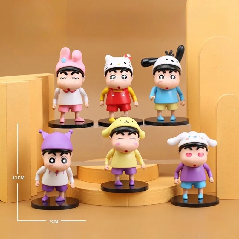 Hot Q-version Crayon Shin-chan Toy Anime Figure Model Hand-made Spot Egg Vending Machine Doll Gift  Decoration Room Ornament Gif