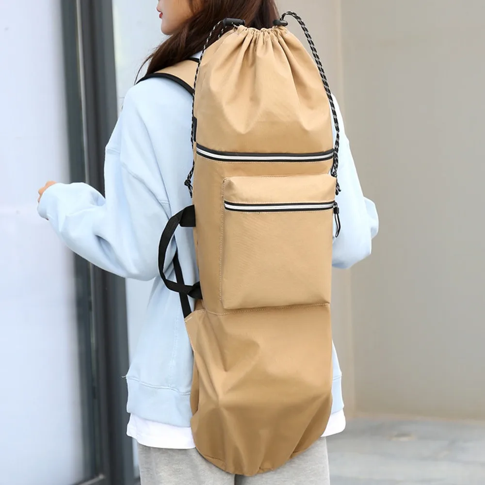 Oxford Cloth Skateboard Bag Waterproof Night Reflective Skateboard Backpack Multi-Pocket Adjustable Straps Skateboard Gear Bag