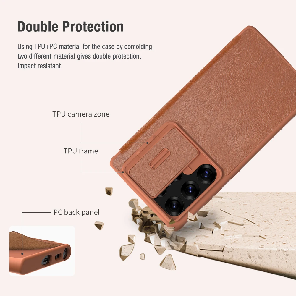 For Samsung Galaxy S25 Plus Case/S25 Ultra Flip/S25 Nillkin Qin Pro PU leather Flip cover Shockproof phone case protective cover
