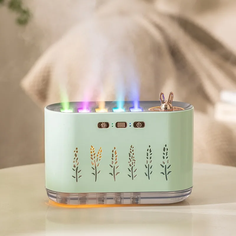 New Air Humidifier Home Silent Bedroom Five Hole Spray Aromatherapy Creative Dynamic Colorful Voice Control Pick Up