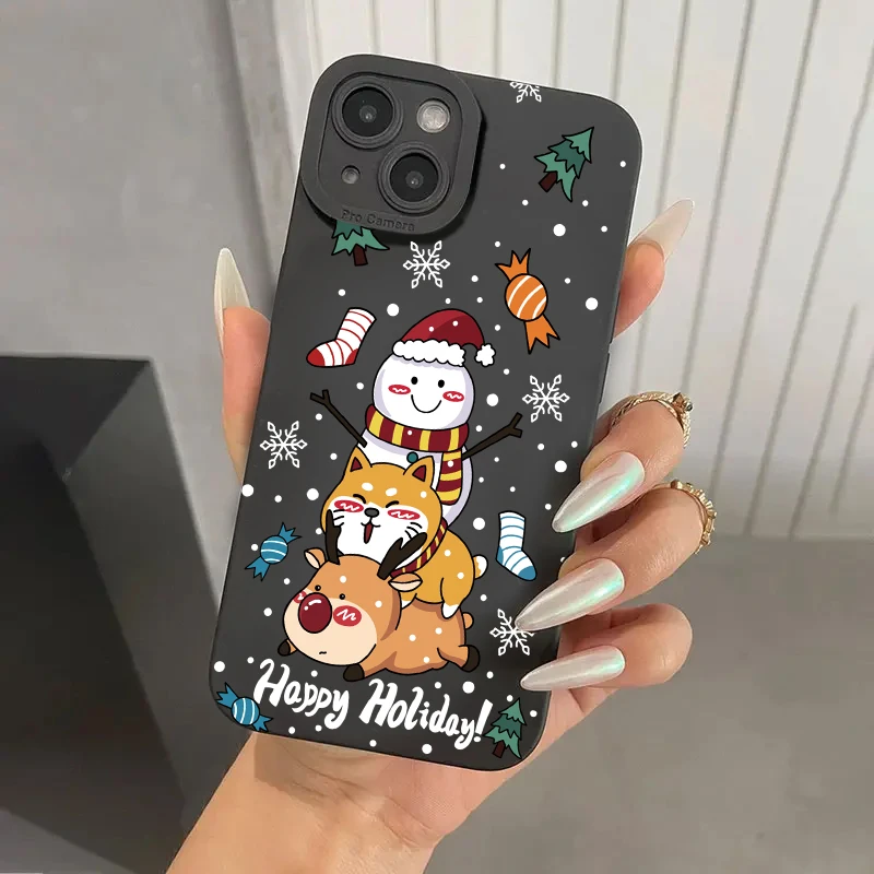 Case For iPhone 15 Case iPhone 14 Pro Max Case Santa Claus Elk Snowman Christmas Case for iPhone 13 12 11 XS X XR 7 8 Plus Cover