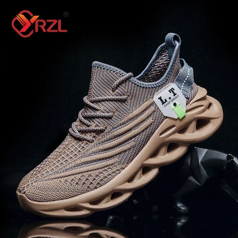 YRZL Sports Running Men Black Jogging Shoes Casual Sneakers Outdoor Breathable Mesh Women Light Shock-absorption Sneakers Men