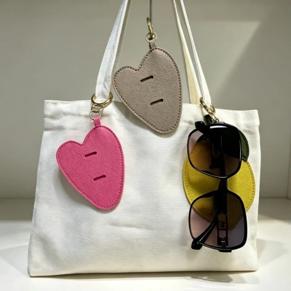 Lemon PU Leather Sunglasses Holder Portable Heart-Shaped Seastar Keyring Durable Multi-Purpose Eyeglasses Hanging Clip For Women