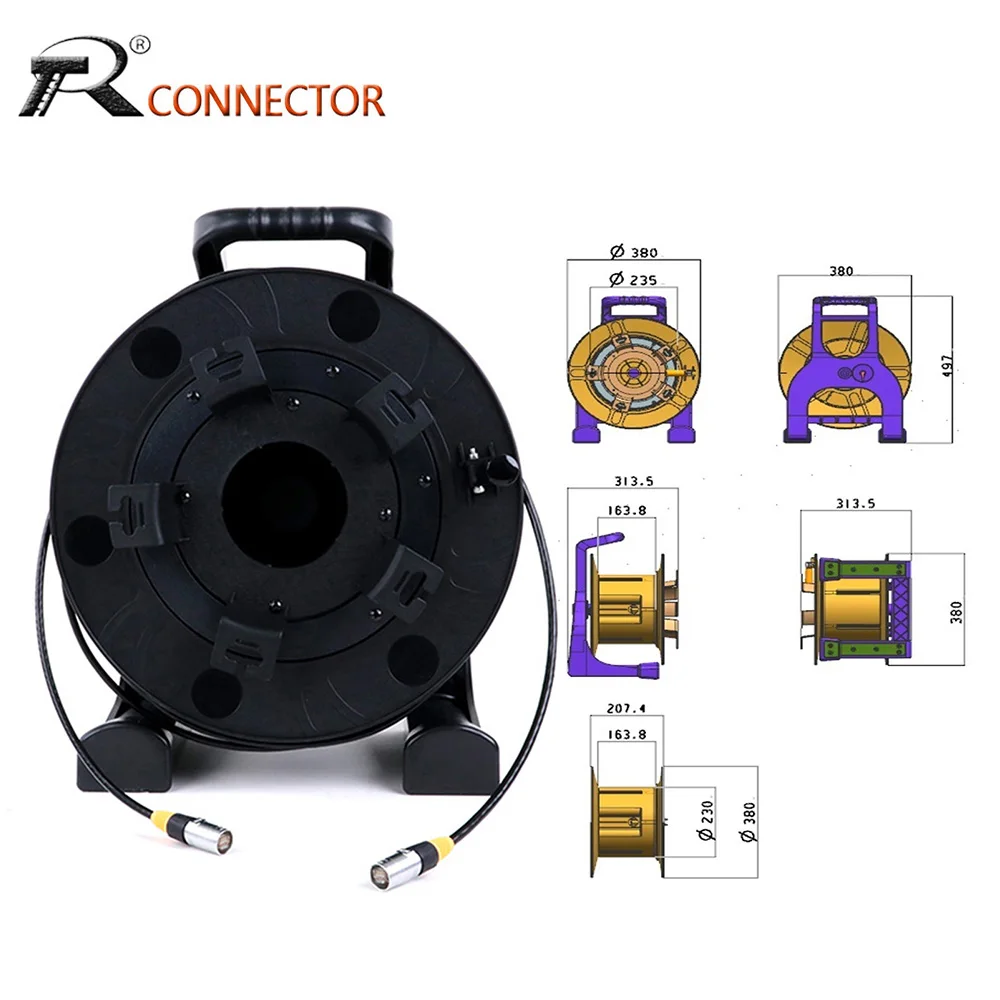 In/Outdoor Cat.5E/6A UTP/STP/SFTP Ethernet Network Extension Cable RJ45 Aviation Plug with PCD380 Cable Reel Drum for LED Screen