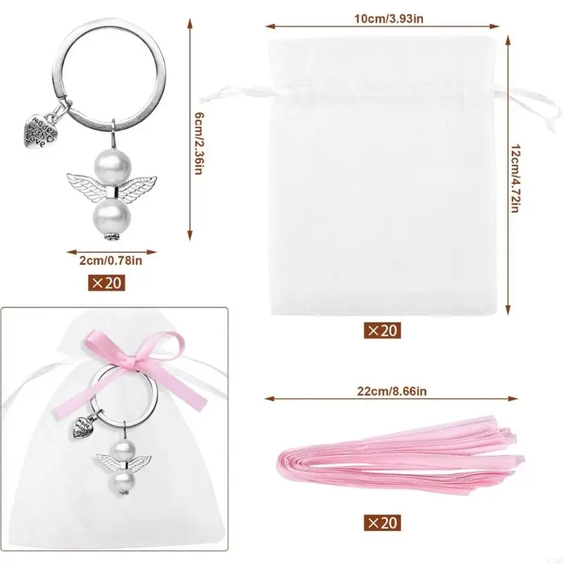 G7NC 60PCS Keychains thiên thần thời trang với túi có tổ chức Phụ kiện động để buộc vào túi lưu trữ quà tặng đặc biệt