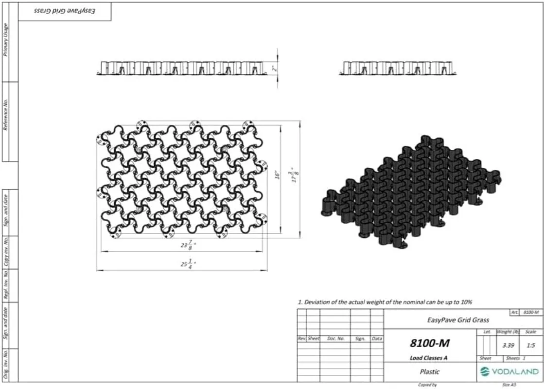 Grass & Gravel Driveway Grid - Load Class A-D, 100% Recycled PPE Plastic Paver