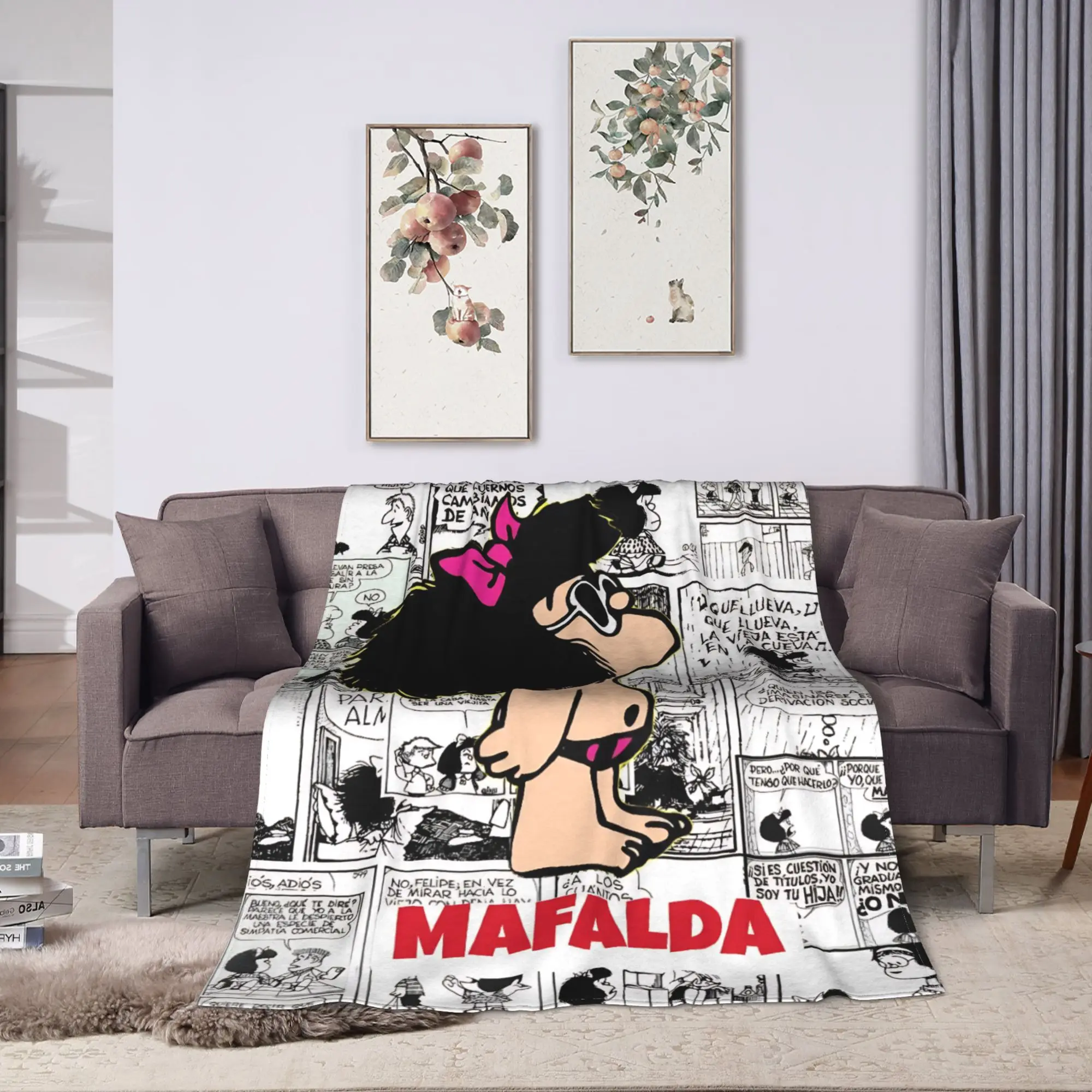 Soft Blanket Travel Office Mafaldas Cartoon  Throw Blanket  Flannel Bedspread For Couch Chair Pattern Sofa Bed Cover