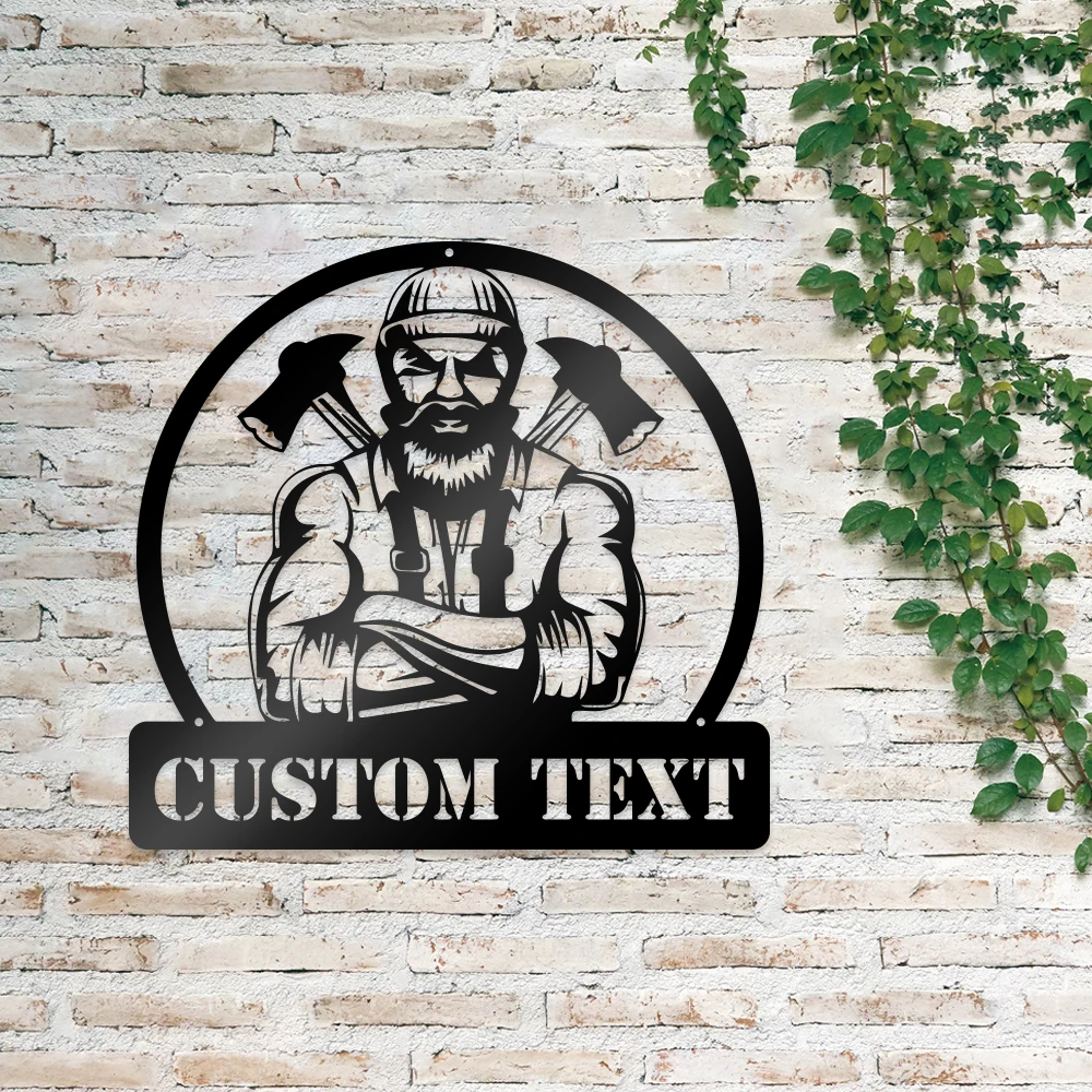 

1pc Lumberjack axes New Design Customized Name Metal Wall Signs Iron Wall Plaque For Home Decor