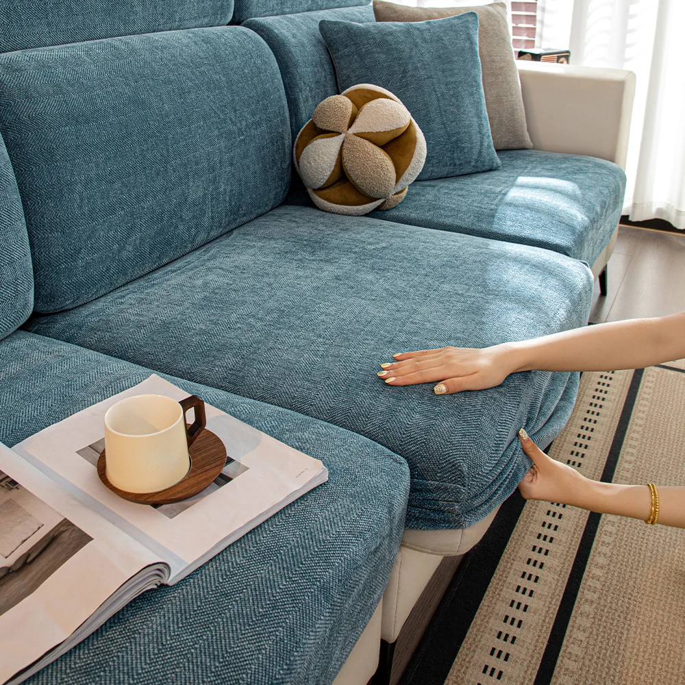 Luxuriöser Verdickter Chenille-Sofabezug Elastische Sofasitzkissenbezüge Strapazierfähiger Couchbezug Wohnzimmer 1 Stück – Detail 5