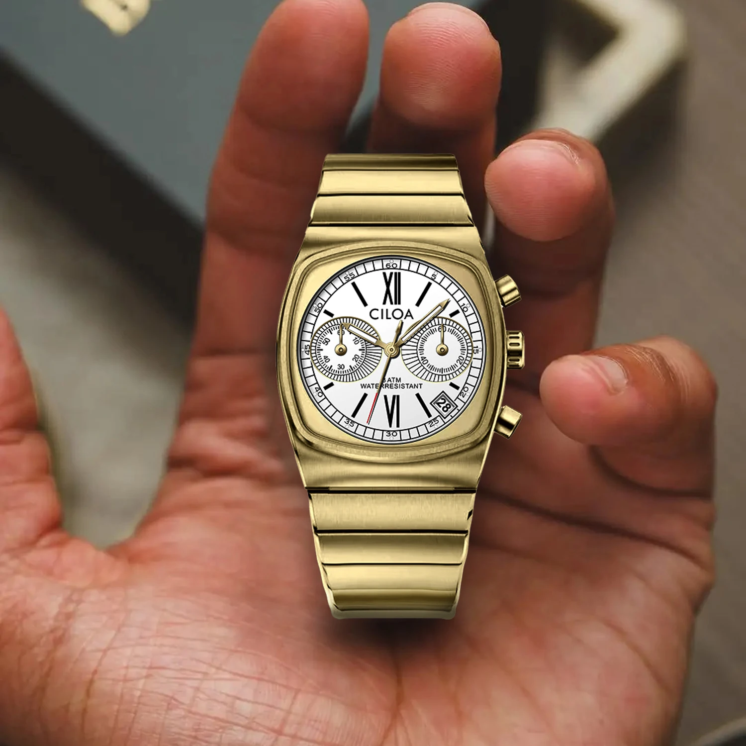 

CILOA Gold Retro Men's Luxury Brand Authentic 2025 New Fashionable Gift for Boyfriend Stainless Steel Waterproof Quartz Watch