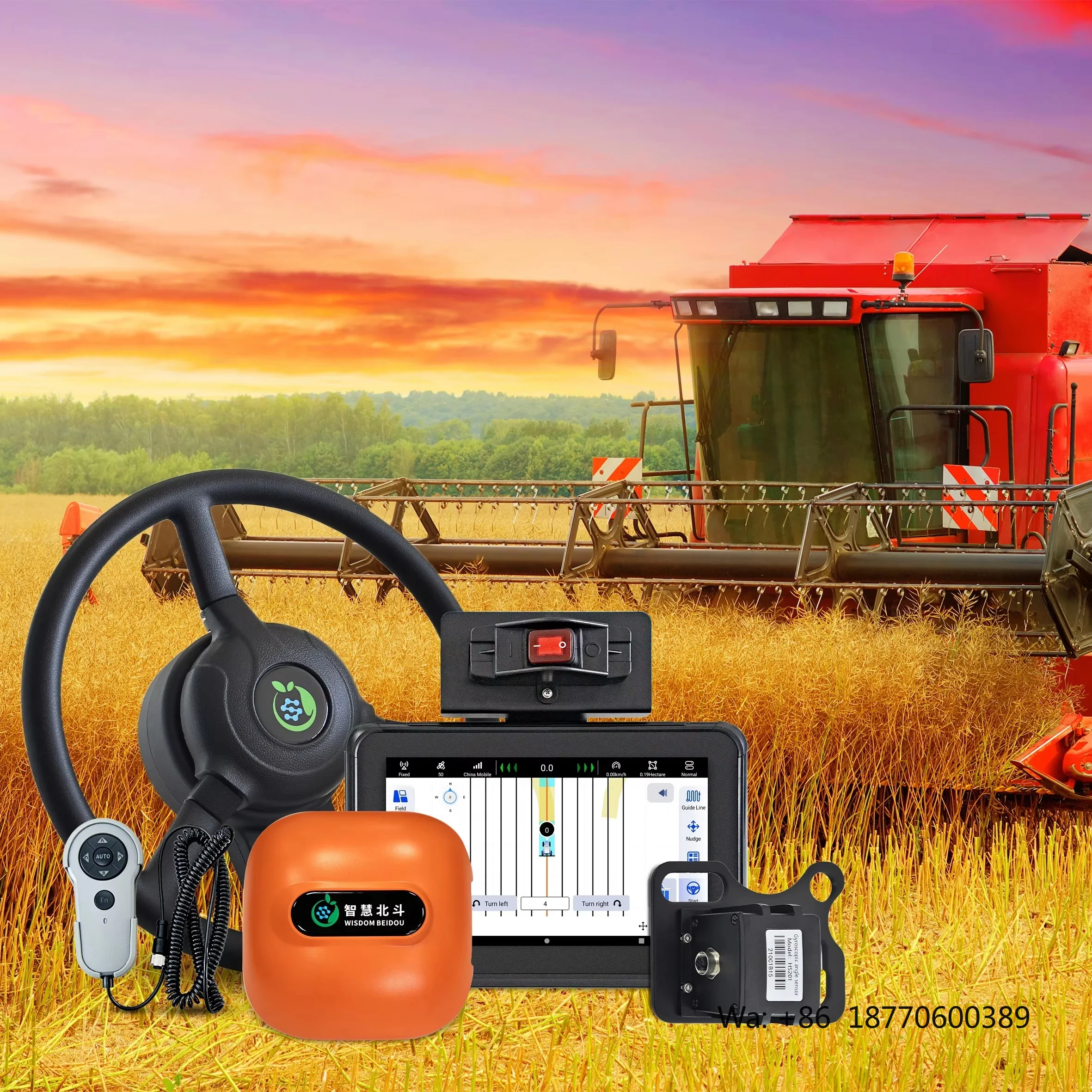 WISDOM BEIDOU Automated Steering System RTK GNSS 2.5cm Accuracy for Agricultural Tractors Farm Machinery Highly Integrated