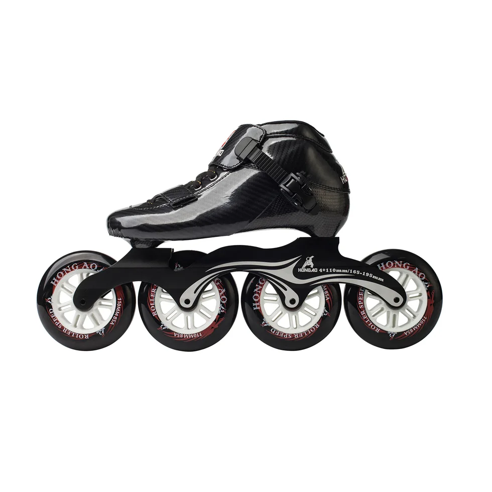 New pu wheels professional roller skating speed inline carbon fiber speed skating shoes