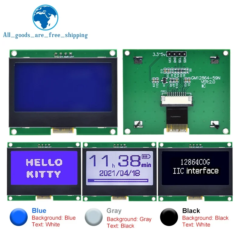 

TZT 12864 IIC ЖК-модуль 128X64 I2C ST7567S COG Графический экран дисплея Плата LCM Панель 128x64 Матричный экран для Arduino