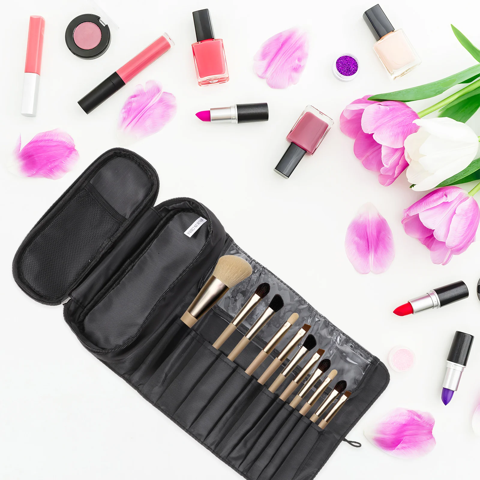 1 stuks reisrol hoogwaardige borstelorganizer draagbare make-up gereedschap opbergtas voor thuis en op reis