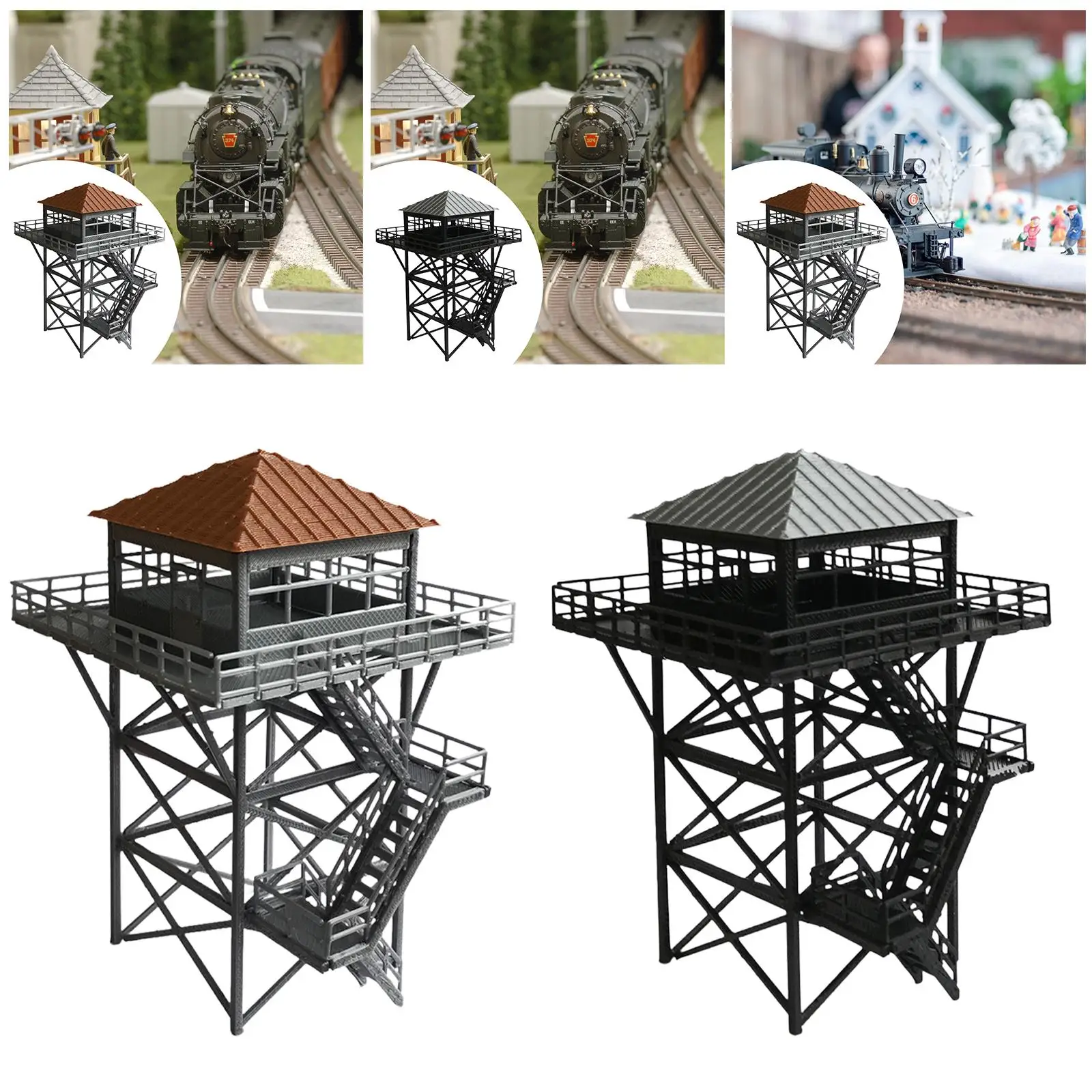 1/64 Lookout Tower, Sand Table Layout Decoration, DIY Building Simulation Railroad Security Tower Railway Scenery Accessories