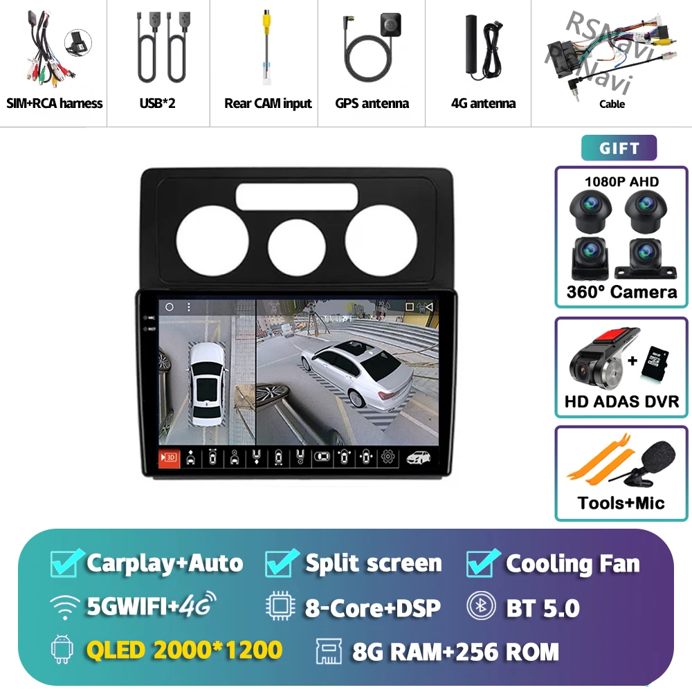 Android 15 Carplay Auto Voor Volkswagen Caddy 2K 3 III 2004-2010 Autoradio Navigatie 2Din DSP Video speler Head Unit BT Stereo