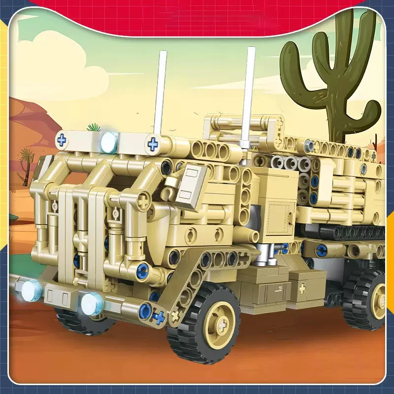 

58157 Pullback Car Model Assembly Toy Desktop Ornament Rocket Launcher Building Blocks Toys Children's Birthday Gift