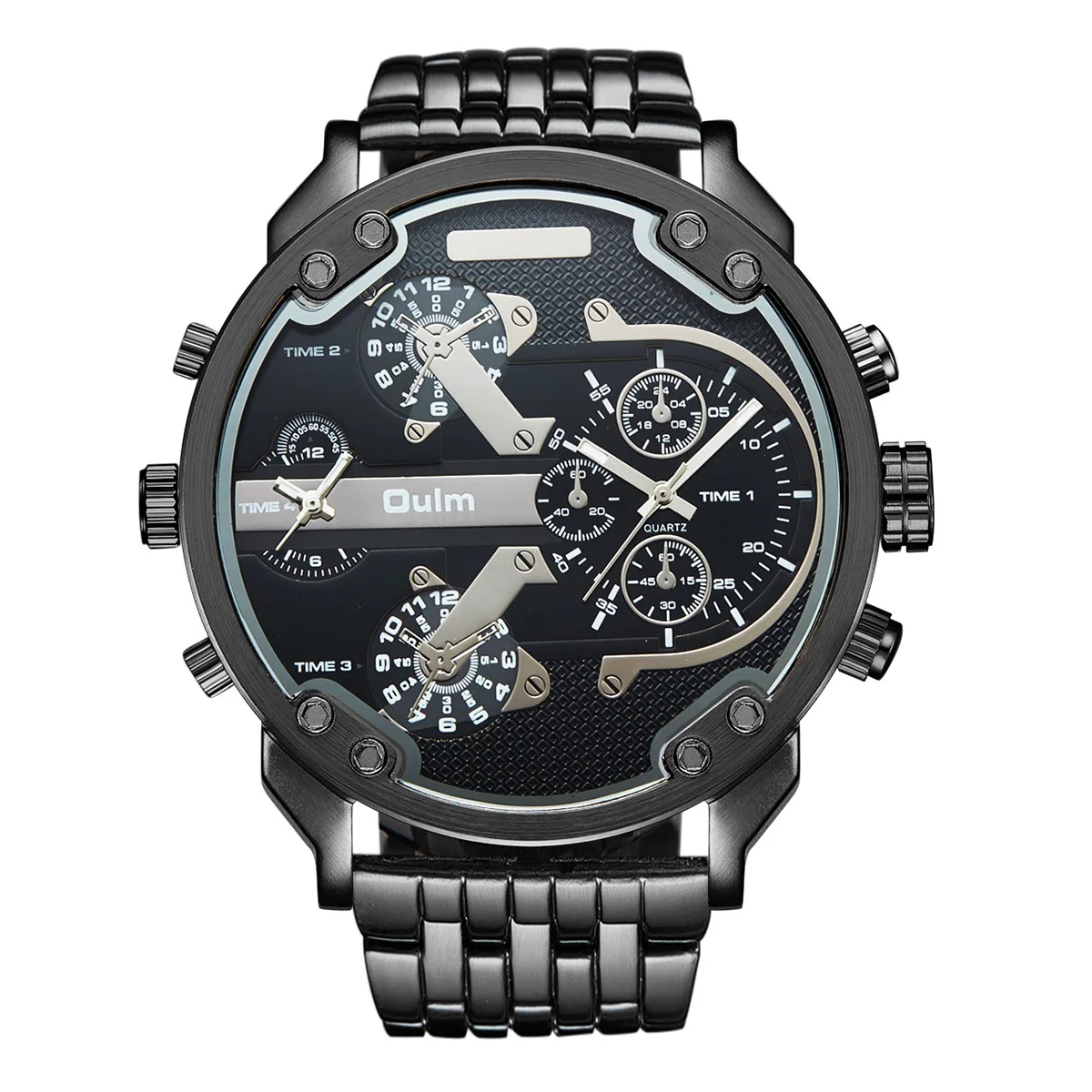 

Классические повседневные мужские часы, большой циферблат, двойной часовой пояс, ремешок из сплава, мужские кварцевые часы