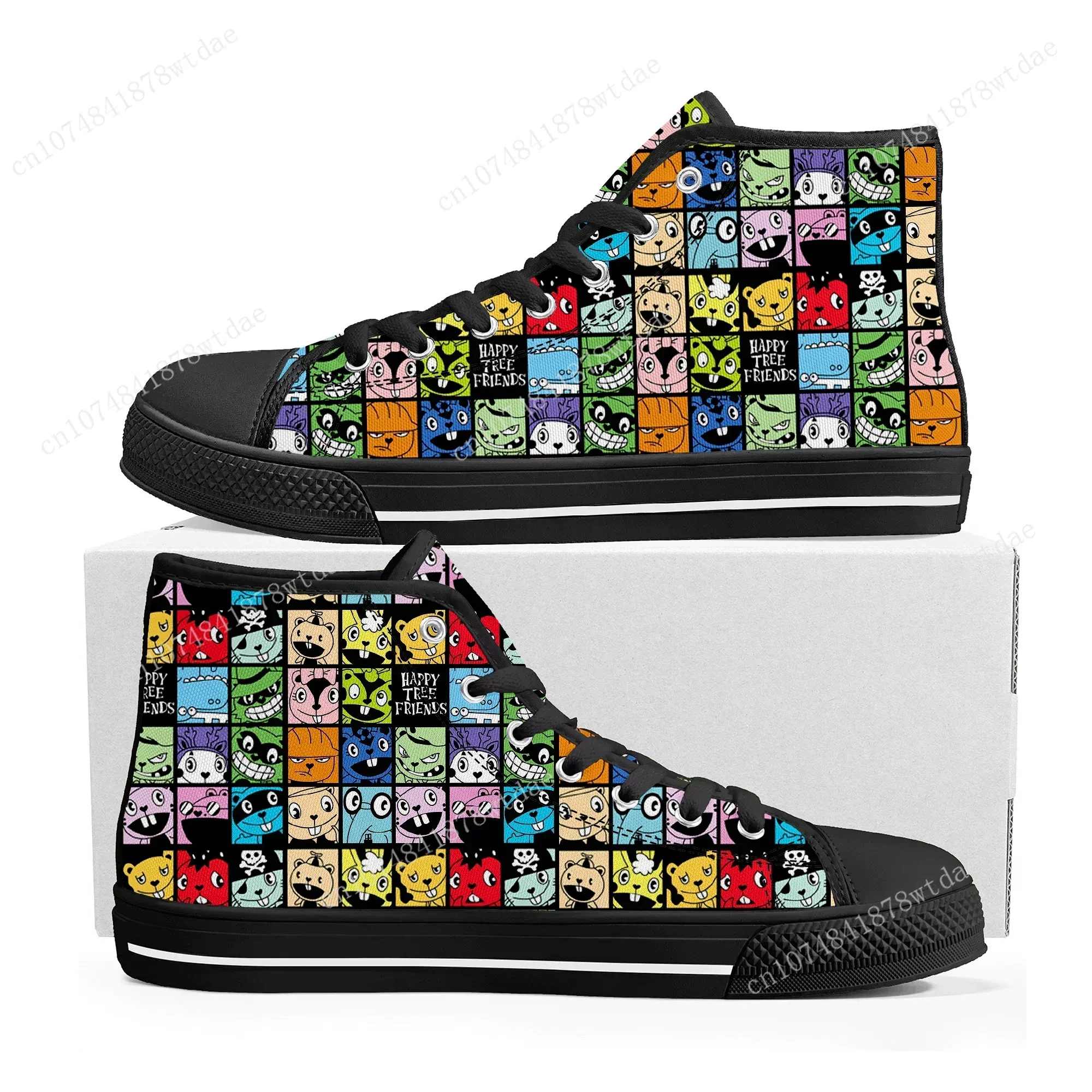 Happy Tree Friends High Top Sneakers Mens Womens Cuddles High Quality Canvas Sneaker Cartoon Casual Custom Made Shoes