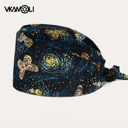 Chapeau unisexe Starry Sky Butterfly Print, gIslande médical pour animaux de compagnie, chapeau de clinique de pharmacien, casquette de laboratoire de dentiste, générateurs d'UC, chapeaux de travail d'allaitement