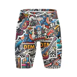 New Mens Swim Jammer Racing Swimsuit Shorts Funny Swimming Trunks Beach Tights Quick Dry Bathing Suit Athletic Training Swimwear