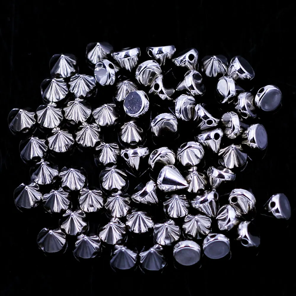 RiSALE Spike Studs entretoise perles vêtement ton argent cône acrylique pour bijoux bricolage vêtements sacs robe chapeaux 6mm 100 pièces/200 pièces