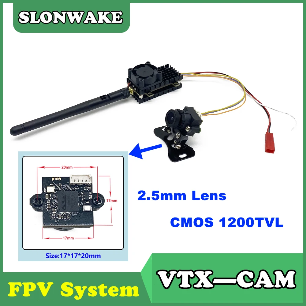 Trasmettitore video VTX 48CH da 5,8 GHz 2 W con telecamera fpv commutabile CMOS 1200TVL NTSC/PAL per drone da corsa FPV a lungo raggio