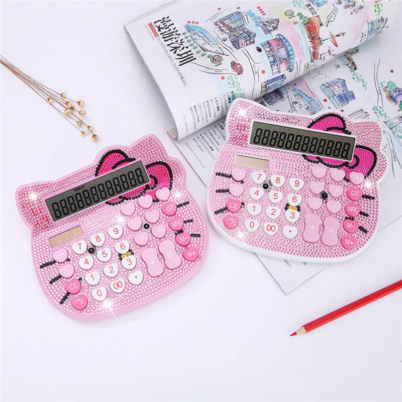 Sparkling Rhinestone Office Electronic Calculator Solar Calculdora Desktop Computer Portable Student Accounting Calculator Gift