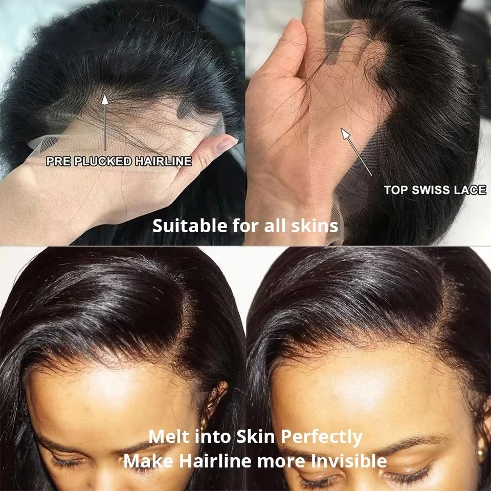 Peluca de cabello humano Body Wave para mujeres negras, 40 pulgadas, con encaje frontal, brasileña, pre pelada, encaje HD 13x4 y 13x6 4