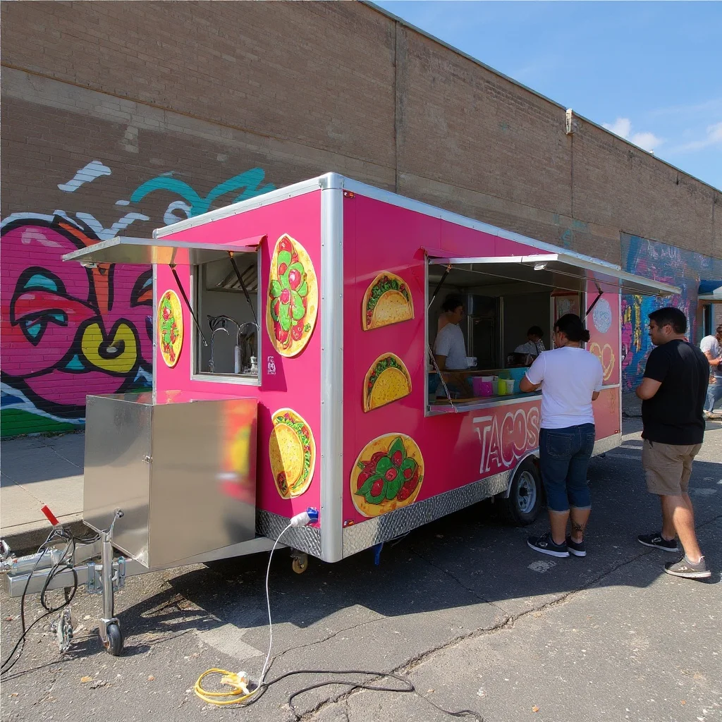 

DOT 15ft Mobile Salon Foodtrailer pink Hot Dog Kitchen Kiosk/cart Food Trauck with Grill and Deep Fryer Ice Cream Food Trailer