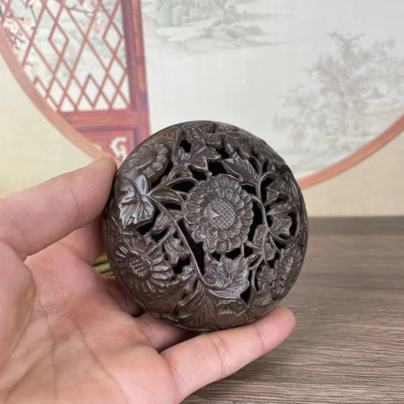 

Antique Collection Exquisite Bronze Bronze Hollow Sunflower Home Aroma Burner Copywriting Decoration Incense Burner Craft Antiqu