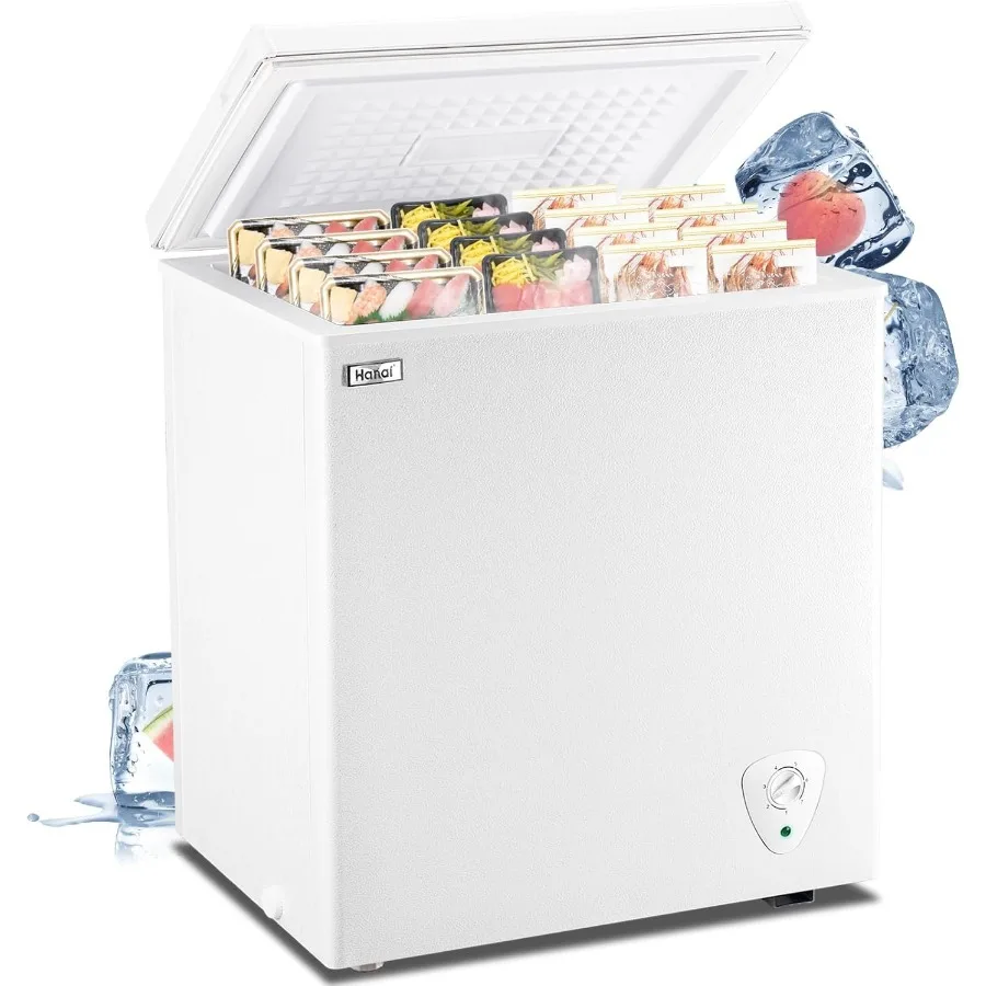 

5.0 Cu Ft Chest Freezer with Adjustable Thermostat and Removable Storage Basket Ideal for Home Kitchen Office and Bar Use Compa
