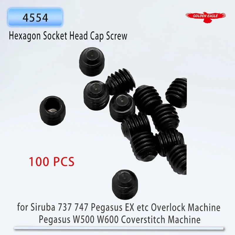 4554 parafuso de águia dourada, parafuso sextavado de cabeça de soquete 1.5mm para siruba 737 747 pegasus ex overlock peças de máquina de costura 100 peças