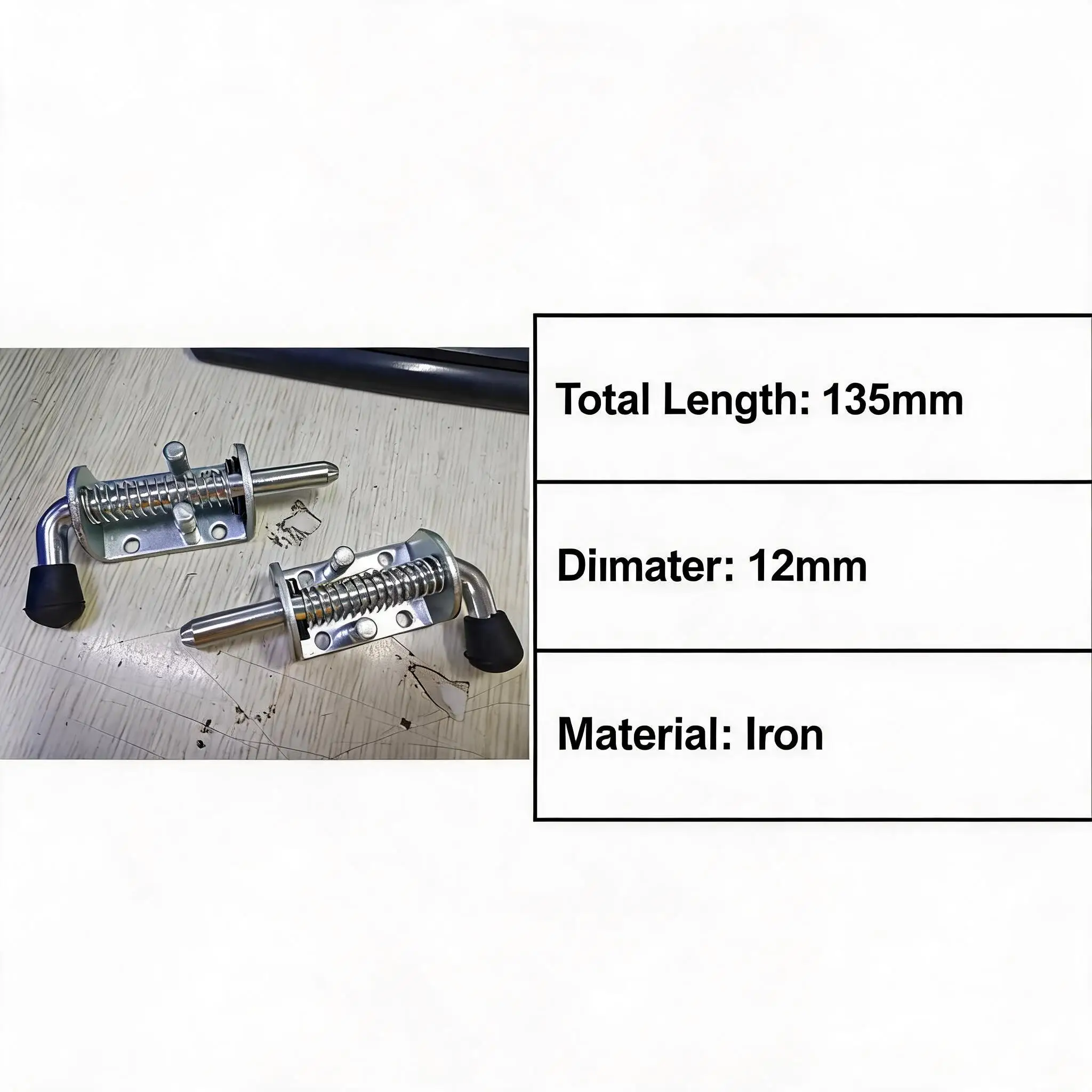 Spring Loaded Pail Bolt Latch Set in 304 Stainless Steel 2 Pack for Truck Beds Trailers and Industrial Enclosures