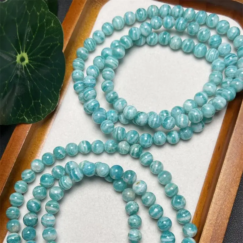 

6MM Natural Amazonite Zebra Lace Agate Bracelet Crystal Yoga Reiki Healing Fengshui Stretch Female Holiday Gift 1pcs