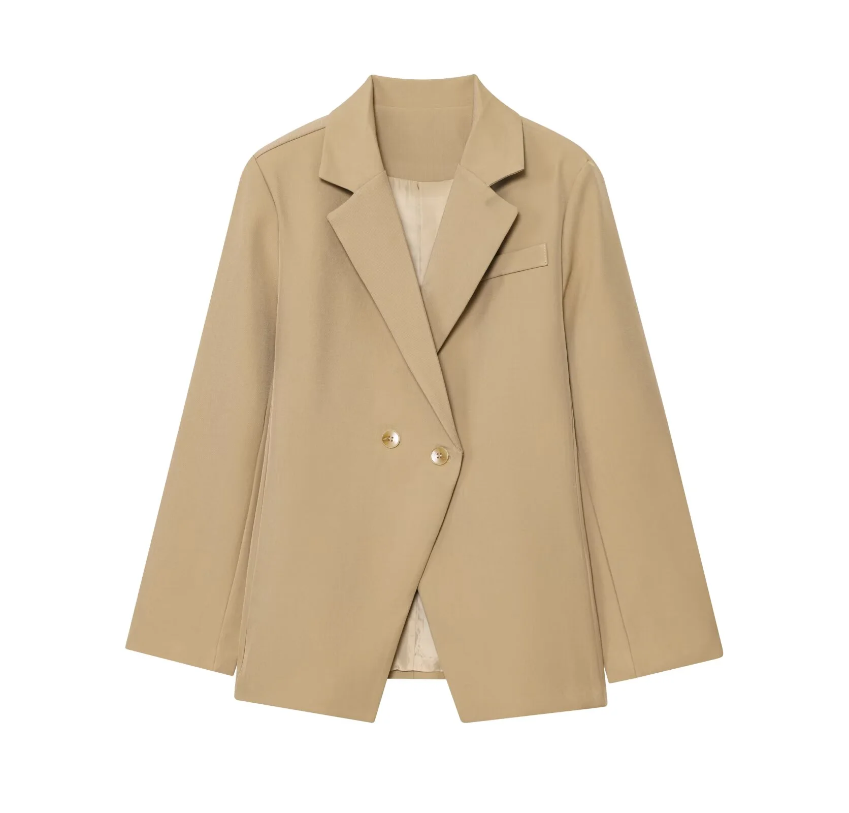 

PB&ZA2025 autumn new women's clothing temperament commuting irregular two-button long-sleeved loose suit jacket