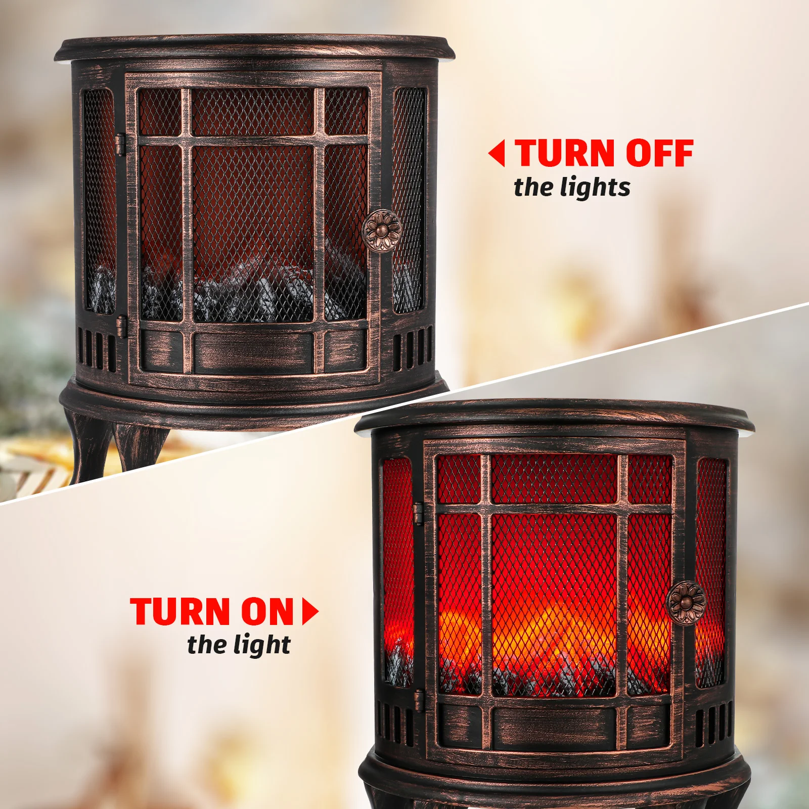 

1pc Simulation Flame Lamp Wall Decor Fireplace Adornment Usb Light Decorative For Living Room Party Gift Coffee Color