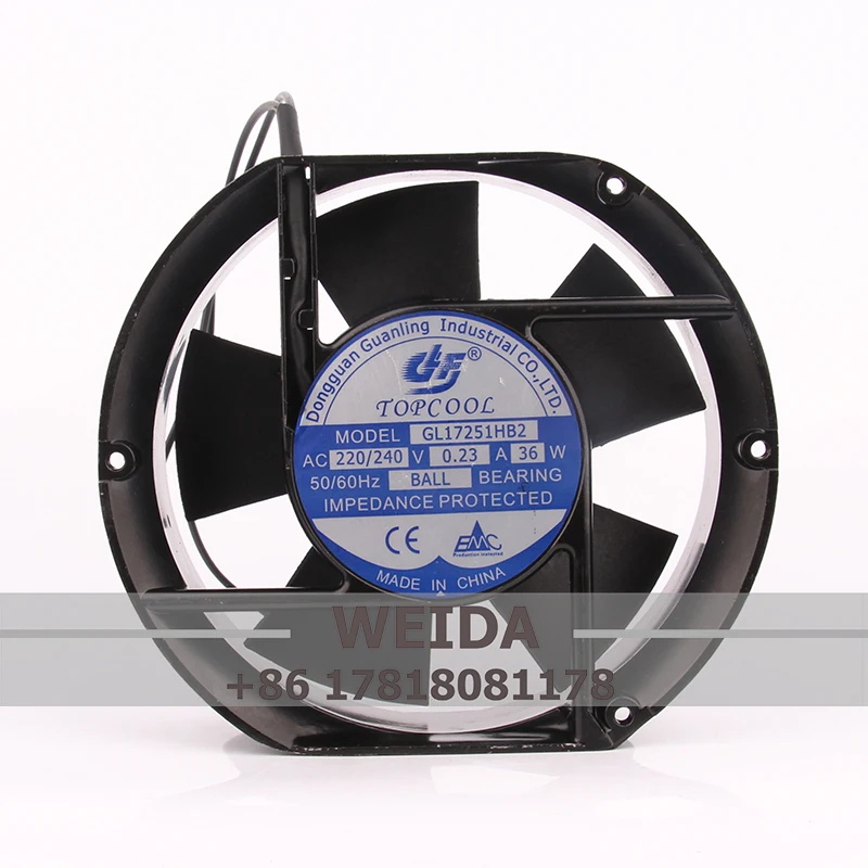 

Case Fan for TOPCOL GL17251HB2 172*150*51MM 220/240V 0.23A 36W Dual Ball Cabinet Cooling Fan