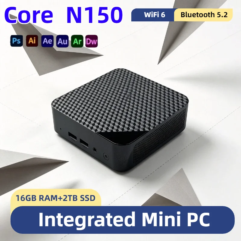 

Intel N150 Mini Desktop 16GB DDR4 512GB NVMe Triple 4K Screen WiFi6 Bluetooth 5.2 Silent Office Home PC Pro Max Fast