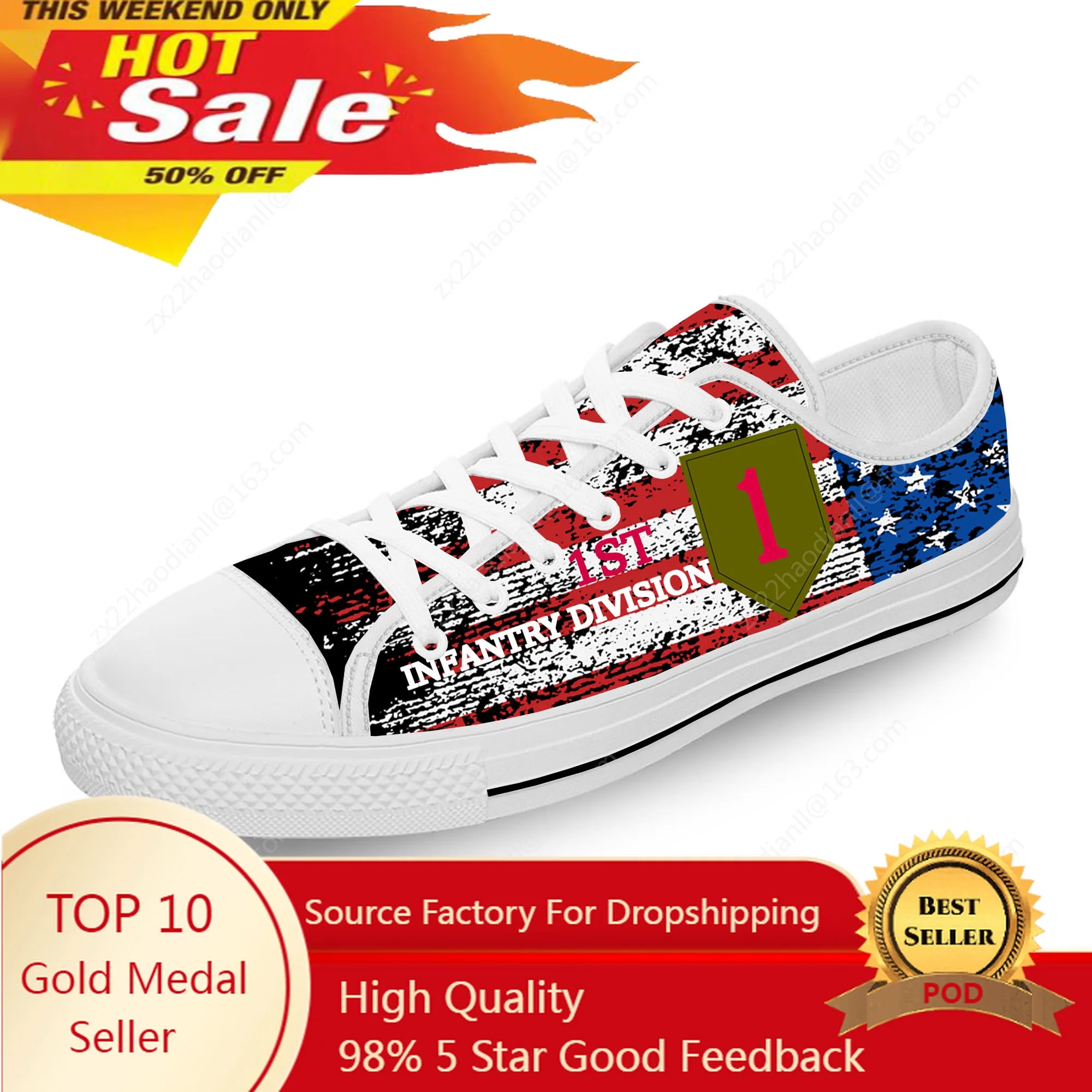 

1ST Infantry Division Low Top Sneakers Mens Womens Teenager Casual Shoes Canvas Running Shoes 3D Print Lightweight shoe