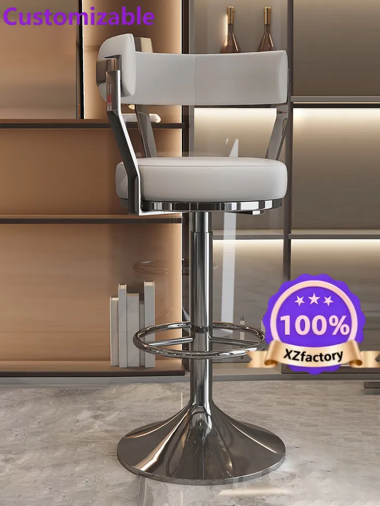 Factory Direct 2026 Stainless steel Italian bar lifting and rotating bar simple modern bar chair light luxury high