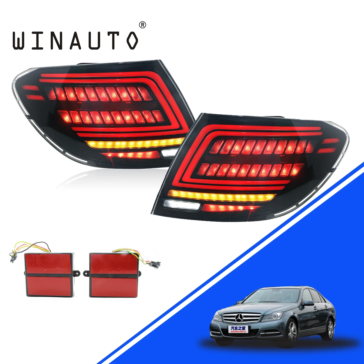 

full LED dynamic taillamp taillight for Mercedes benz W204 C Class C180 C200 C260 C63 2009-2013 assembly tail light tail lamp