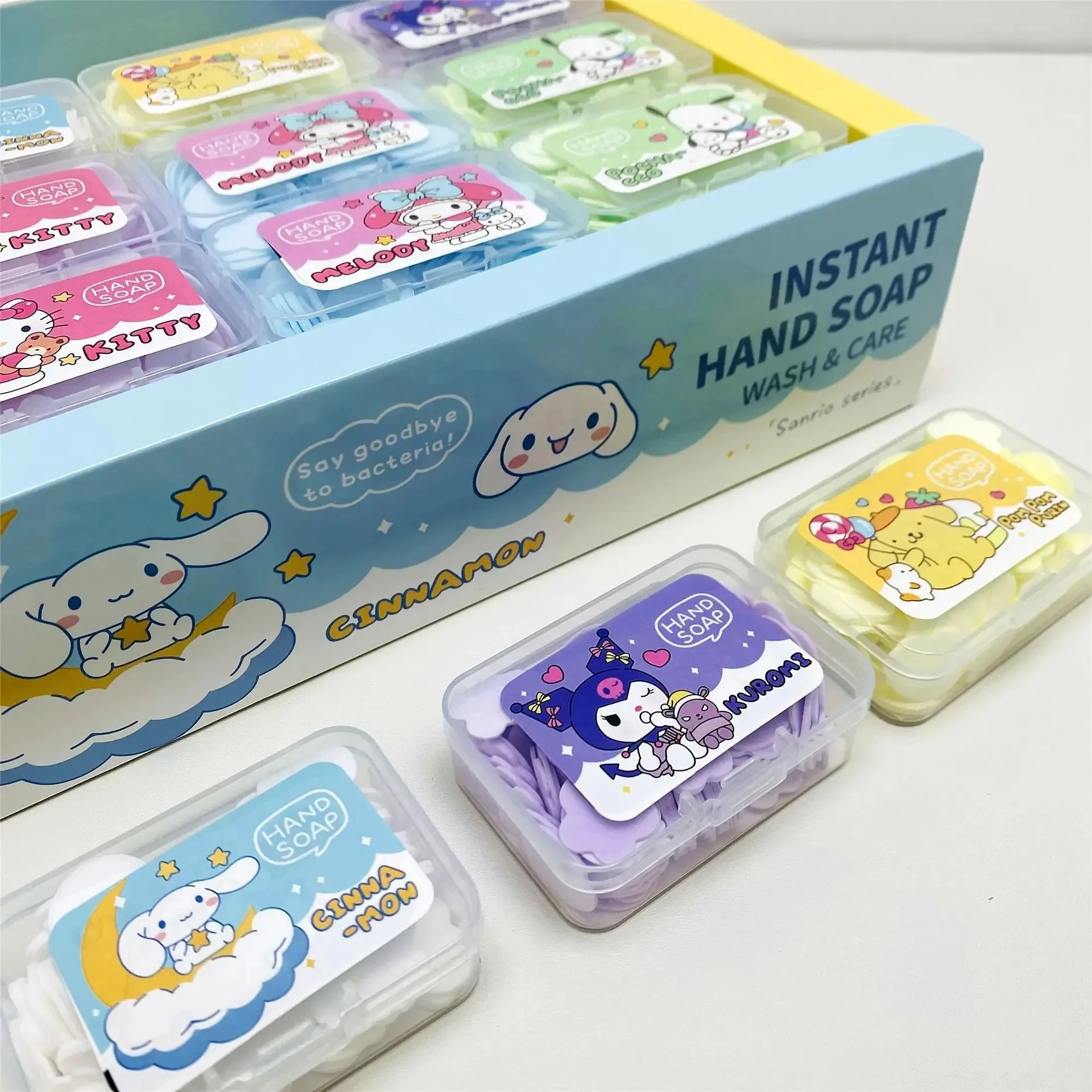 Sanrio Hello Kitty Disposable Soaptablets Kuromi Melody Soap Flower Cartoon Hand Wash Soap Kawaii Portable Hand Soaptablets Gift