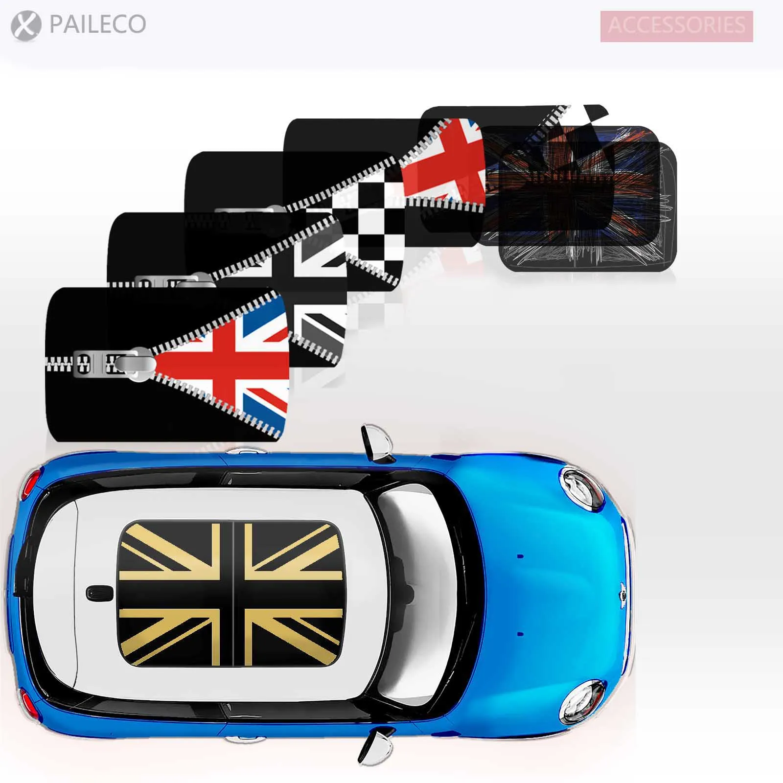 

Paileco Union Jack Sunroof Graphics Stickers for Mini Clubman Countryman Hardtop R50 R53 R55 R56 R60 R61 F54 F55 F56 F60