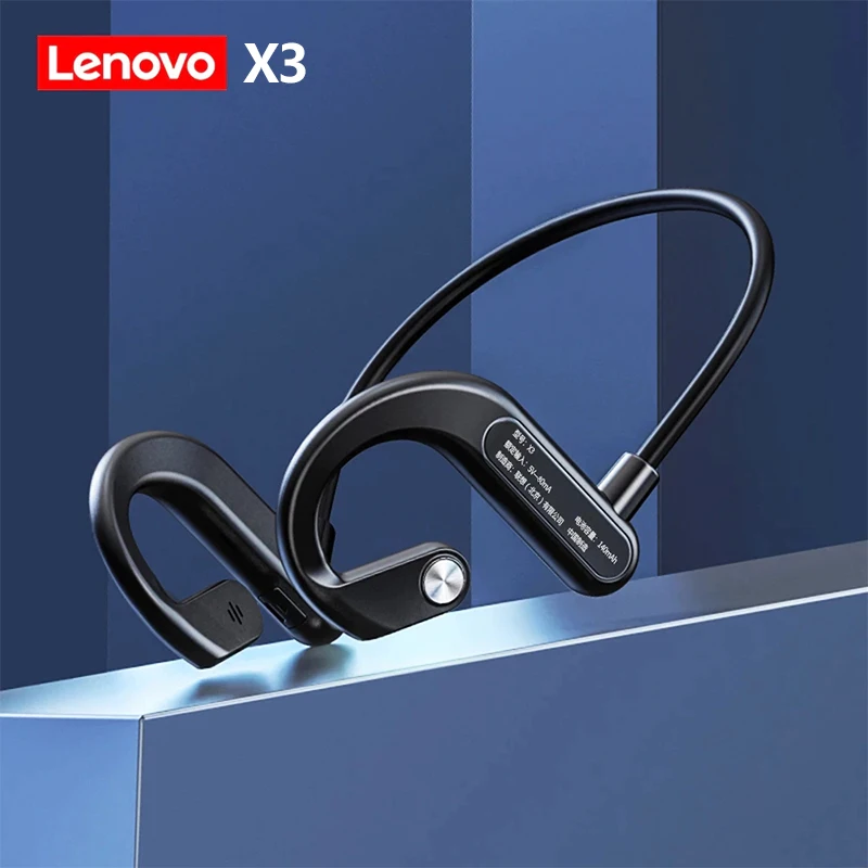 Lenovo Auricolari a conduzione ossea X3 Pro Bluetooth Hifi Auricolare wireless con gancio per l'orecchio con microfono Auricolare impermeabile