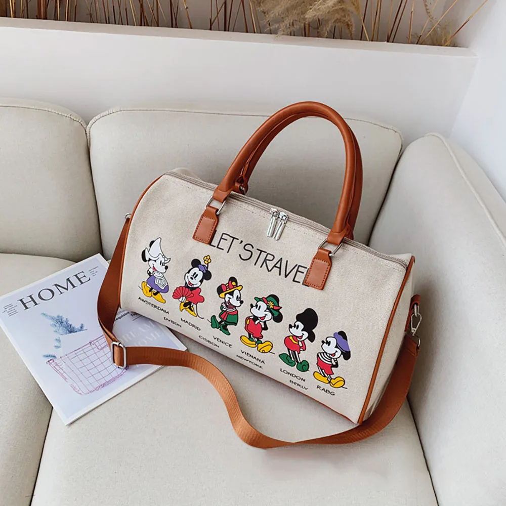 Disney Women  Fashion Large Capacity Travel Bags Mickey Luggage Bag Man Women Gym Sports Bag Holiday Travel Storage Handbags