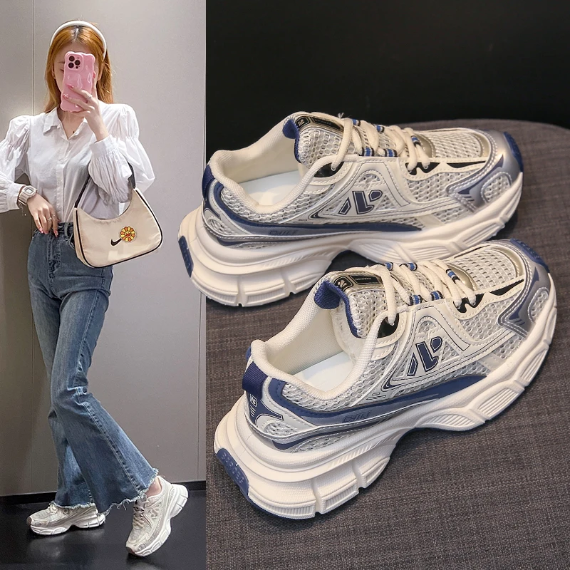 

Women Shoes 2025 New Autumn Trendy Brand Torre Female Thick Sole Increased Casual Flow Reflective Sports Running Trendy Shoes