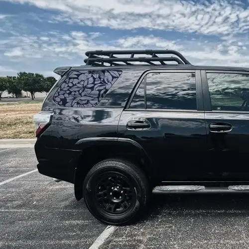 

Matte Black Floral Vinyl Decal Set For Rear Side Windows, 2 Pieces 42x100cm, Compatible With SUVs, Trucks And Cars