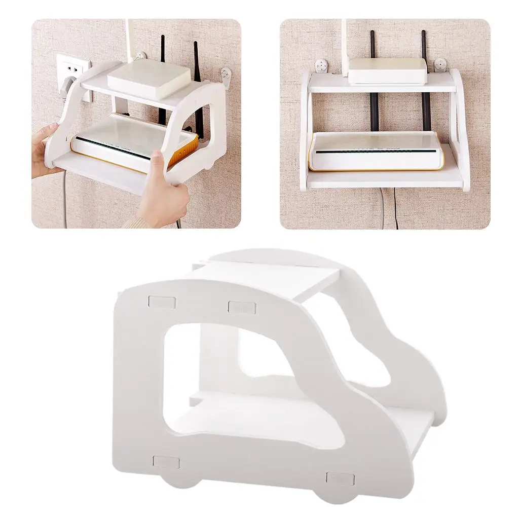 Wall Mounted Set Holder Router Shelf Carrier Rack for Study Room